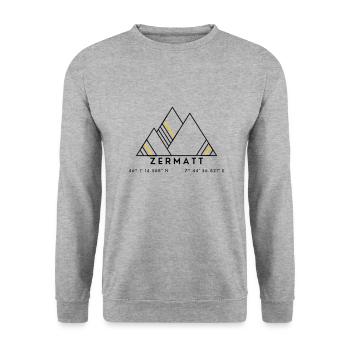 Minimalistisches Zermatt-Logo - Unisex Pullover - Weißgrau meliert - Vorne - Alina (178cm) & Michal (187cm)