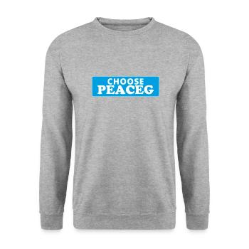 Choisissez la paix - Wähle den Frieden - Sweat-shirt Unisexe - gris chiné - Devant - Alina (178cm) & Michal (187cm)