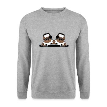 2 Cool DJ Sheep Sheep Mixer Musique de fête - Sweat-shirt Unisexe - gris chiné - Devant - Alina (178cm) & Michal (187cm)