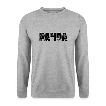 Panda-Tippfehler - Unisex Pullover - Weißgrau meliert - Vorne - Alina (178cm) & Michal (187cm)