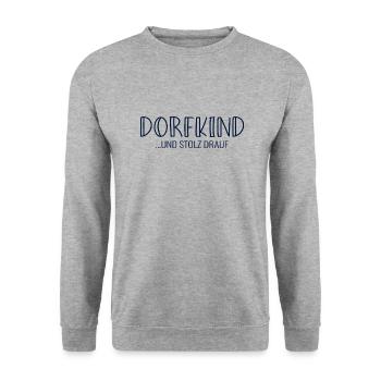 Dorfkind Spruch Bauernhof - Unisex Pullover - Weißgrau meliert - Vorne - Alina (178cm) & Michal (187cm)