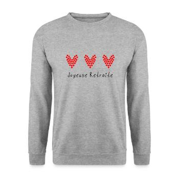 RETRAITE. RETRAITE. RETRAITEE. RETRAITE - Sweat-shirt Unisexe - gris chiné - Devant - Alina (178cm) & Michal (187cm)
