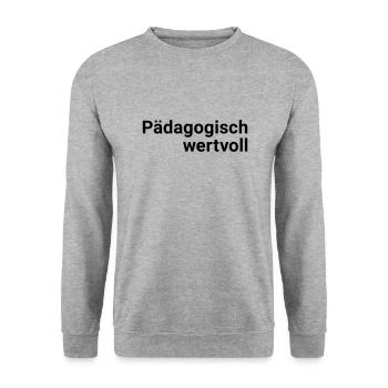 Pädagogisch wertvoll - Unisex Pullover - Weißgrau meliert - Vorne - Alina (178cm) & Michal (187cm)