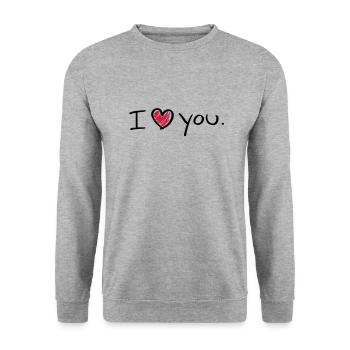 i_love_you_a__f2 - Sweat-shirt Unisexe - gris chiné - Devant - Alina (178cm) & Michal (187cm)
