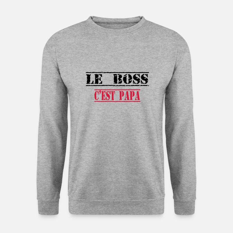Le boss c'est papa - Unisex Pullover - Weißgrau meliert