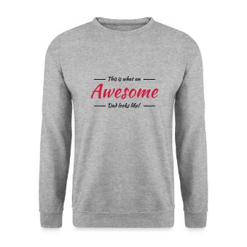 This is what an awesome dad looks like - Unisex Pullover - Weißgrau meliert - Vorne - Alina (178cm) & Michal (187cm)