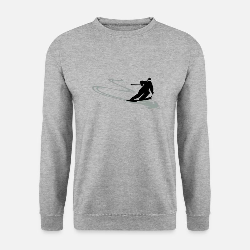 Skifahrer Spur - Unisex Pullover - Weißgrau meliert