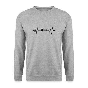 Pêche battement de coeur poisson mort squelette pêcheur mort - Sweat-shirt Unisexe - gris chiné - Devant - Alina (178cm) & Michal (187cm)