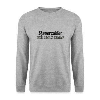 Steuerzahler und stolz drauf (version 2) - Unisex Pullover - Weißgrau meliert - Vorne - Alina (178cm) & Michal (187cm)