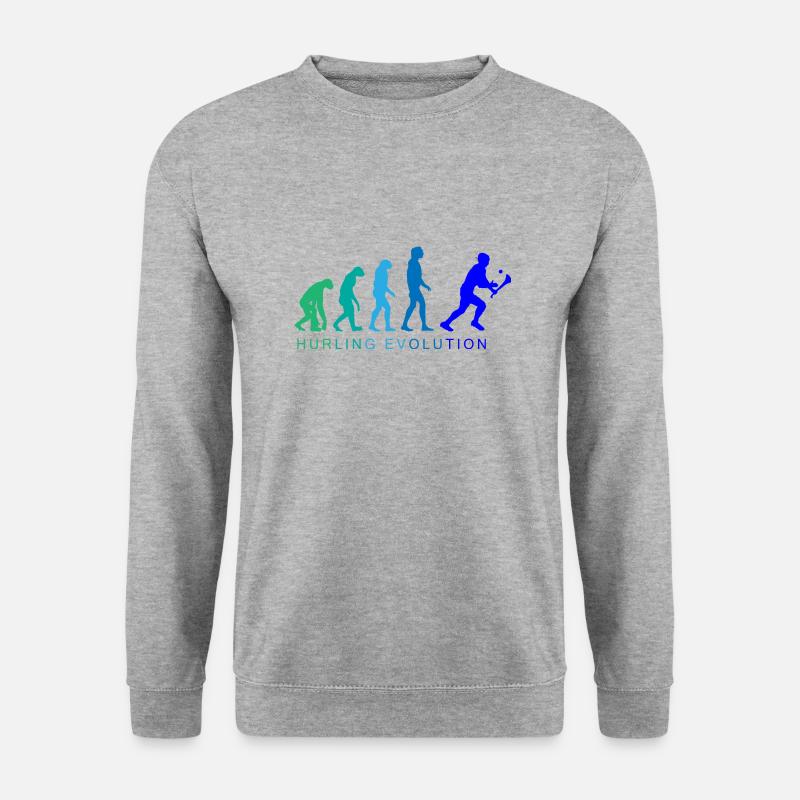 Die Evolution von Hurling - Unisex Pullover - Weißgrau meliert