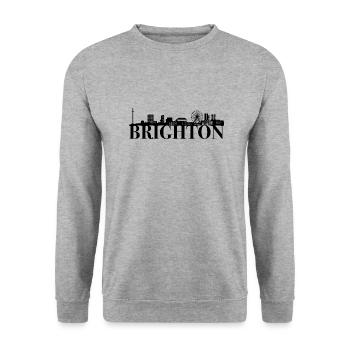 Brighton England Skyline Geschenk Idee UK - Unisex Pullover - Weißgrau meliert - Vorne - Alina (178cm) & Michal (187cm)