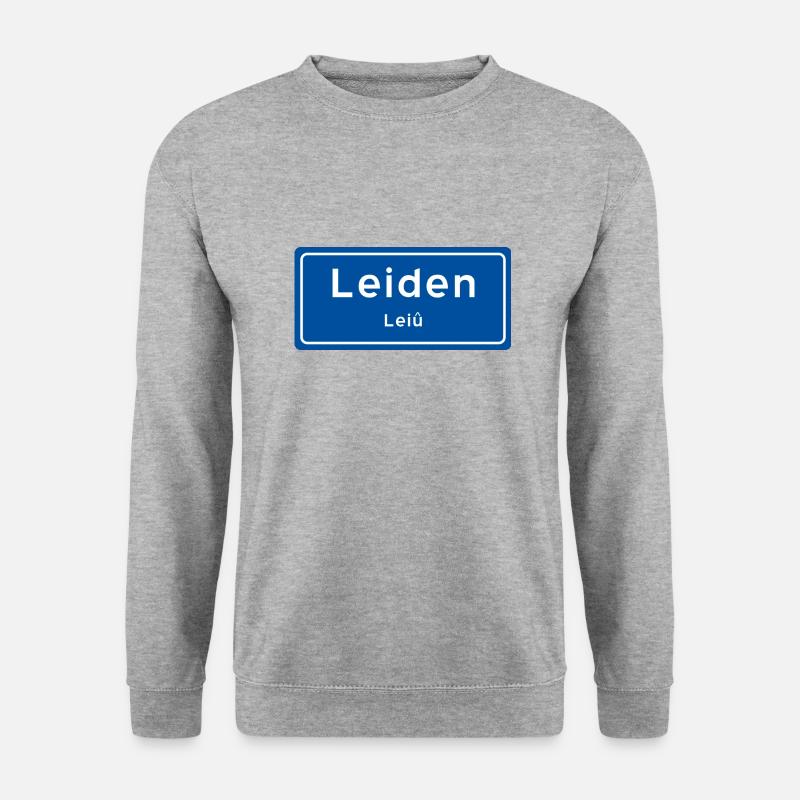 Leiden Ortsschild - Unisex Pullover - Weißgrau meliert
