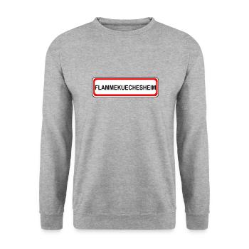 Flammekuechesheim - Unisex Sweatshirt - salt & pepper - Front - Alina (178cm) & Michal (187cm)