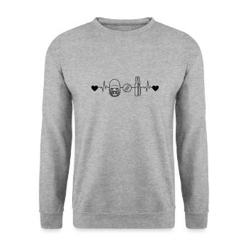 Cricket Saying Cricket Gift Cricket Fan Team - Unisex Sweatshirt - salt & pepper - Front - Alina (178cm) & Michal (187cm)