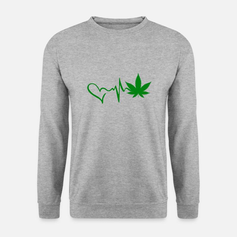Hanf Herzschlag Natur Drogen - Unisex Pullover - Weißgrau meliert