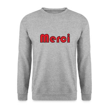 MERCI. MAÎTRESSE. MAÎTRE. MERCI MAÎTRESSE - Sweat-shirt Unisexe - gris chiné - Devant - Alina (178cm) & Michal (187cm)