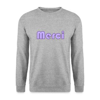 MERCI. MAÎTRESSE. MAÎTRE. MERCI MAÎTRESSE - Sweat-shirt Unisexe - gris chiné - Devant - Alina (178cm) & Michal (187cm)