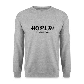 Hopla ! - Sweat-shirt Unisexe - gris chiné - Devant - Alina (178cm) & Michal (187cm)