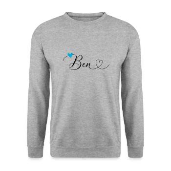 Ben Nom Prénom Calligraphie Coeur - Sweat-shirt Unisexe - gris chiné - Devant - Alina (178cm) & Michal (187cm)