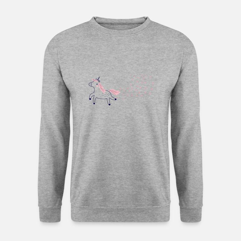 Glitzer-Pupsendes Einhorn - Unisex Pullover - Weißgrau meliert