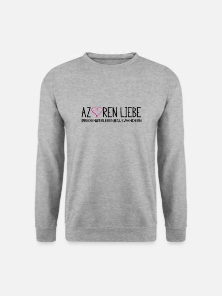 Azoren Liebe reisen erleben auswandern - Unisex Pullover - Weißgrau meliert