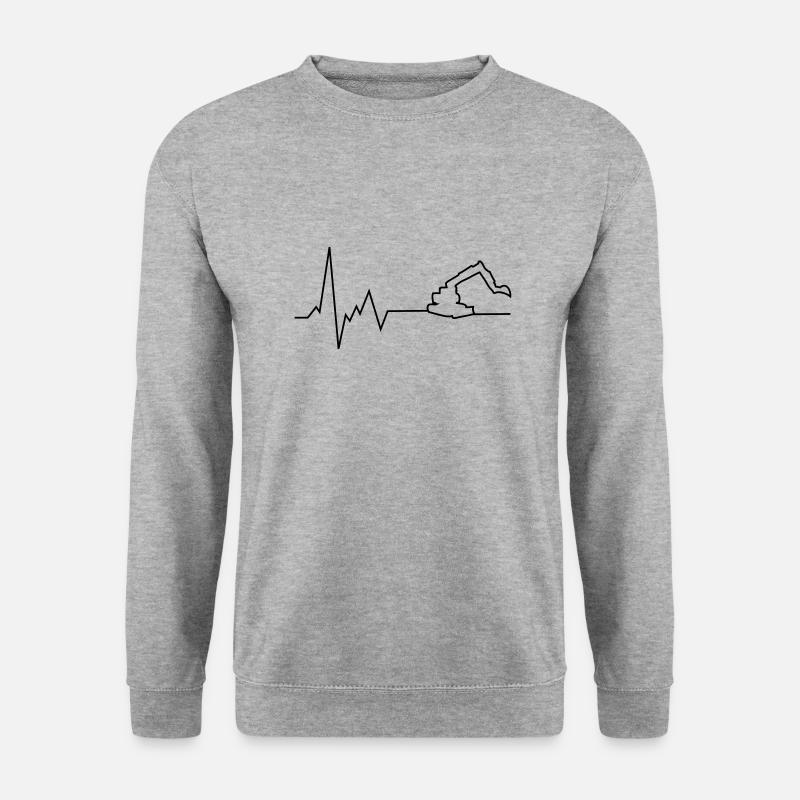 herzschlag bagger - Unisex Pullover - Weißgrau meliert