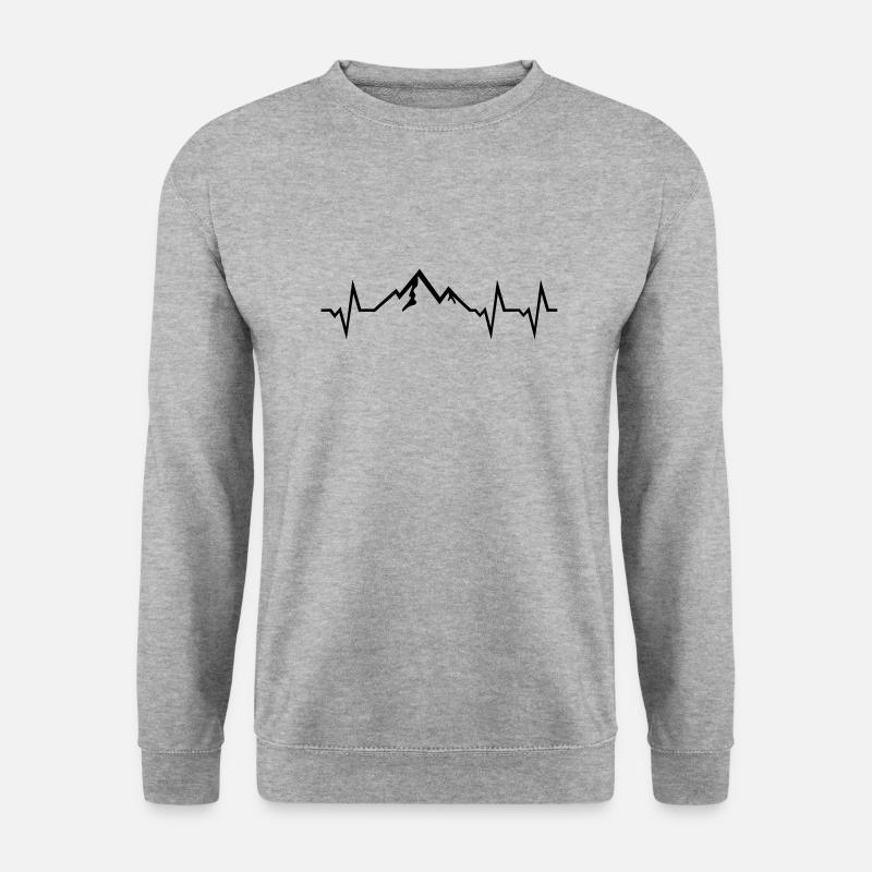 Berg Herzschlag, Berge EKG - Unisex Pullover - Weißgrau meliert