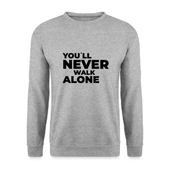 vous ne marcherez jamais seul - imprimer - Sweat-shirt Unisexe - gris chiné - Devant - Alina (178cm) & Michal (187cm)