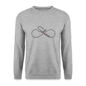 Selina Name Vorname - Unisex Pullover - Weißgrau meliert - Vorne - Alina (178cm) & Michal (187cm)