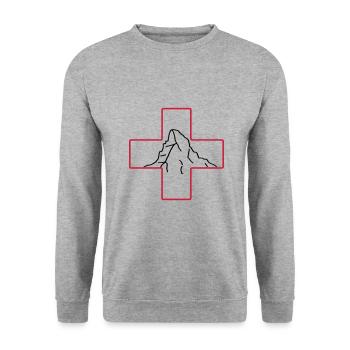 Matterhorn | Swiss flag | Switzerland | hike - Unisex Sweatshirt - salt & pepper - Front - Alina (178cm) & Michal (187cm)