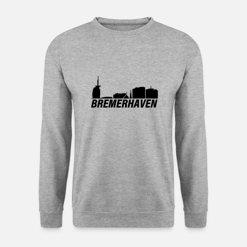 Fischtown Bremerhaven Skyline 2 - Unisex Pullover - Weißgrau meliert