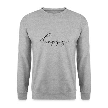 Happy - Unisex Pullover - Weißgrau meliert - Vorne - Alina (178cm) & Michal (187cm)