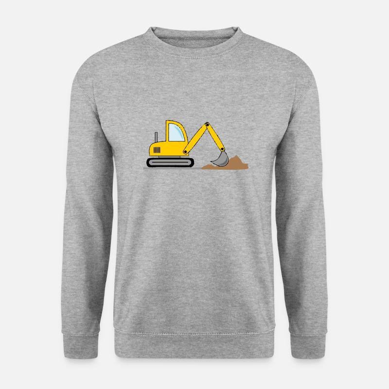 Bagger Design/ Baustelle - Unisex Pullover - Weißgrau meliert