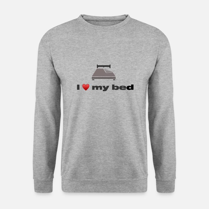 I love my bed - Unisex Pullover - Weißgrau meliert