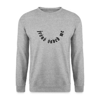 Jesus saved me motiv - Unisex Sweatshirt - salt & pepper - Front - Alina (178cm) & Michal (187cm)