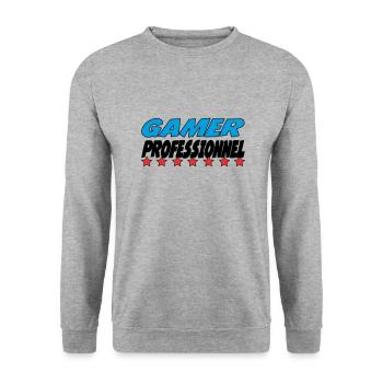 GAMER PROFESSIONNEL - Sweat-shirt Unisexe - gris chiné - Devant - Alina (178cm) & Michal (187cm)
