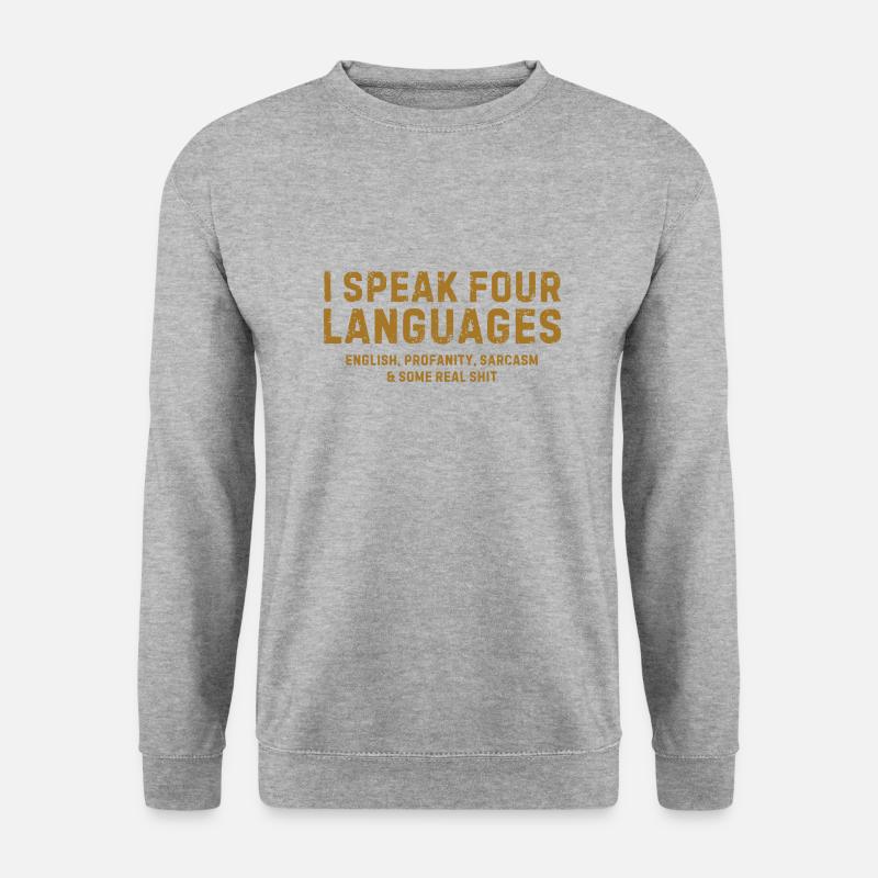 Ich spreche vier Sprachen - Unisex Pullover - Weißgrau meliert