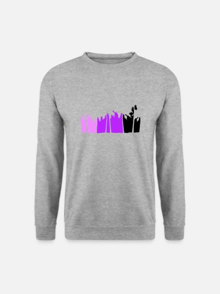 Palmen Insel Bäume Strand Urlaub Streifen Meer - Unisex Pullover - Weißgrau meliert