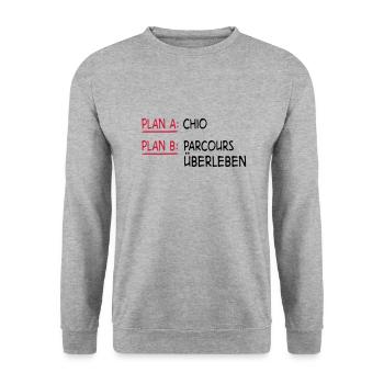 Springreiten - Unisex Pullover - Weißgrau meliert - Vorne - Alina (178cm) & Michal (187cm)