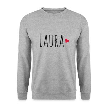 Laura | Cadeau mère petite amie fille - Sweat-shirt Unisexe - gris chiné - Devant - Alina (178cm) & Michal (187cm)