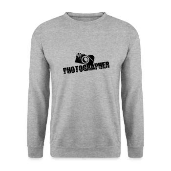 Photographer Camera Text Design - Unisex Pullover - Weißgrau meliert - Vorne - Alina (178cm) & Michal (187cm)