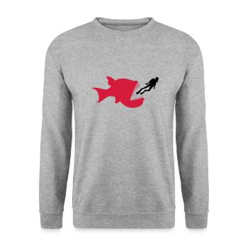 monster taucher tiefsee fisch gefaehrlich zaehne h - Unisex Pullover - Weißgrau meliert - Vorne - Alina (178cm) & Michal (187cm)