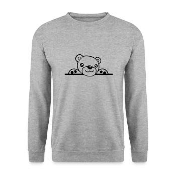 versteckt mauer wand text rahmen umrandung schild - Unisex Pullover - Weißgrau meliert - Vorne - Alina (178cm) & Michal (187cm)