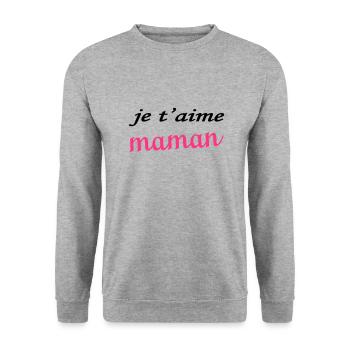 Je t'aime maman - Unisex Pullover - Weißgrau meliert - Vorne - Alina (178cm) & Michal (187cm)
