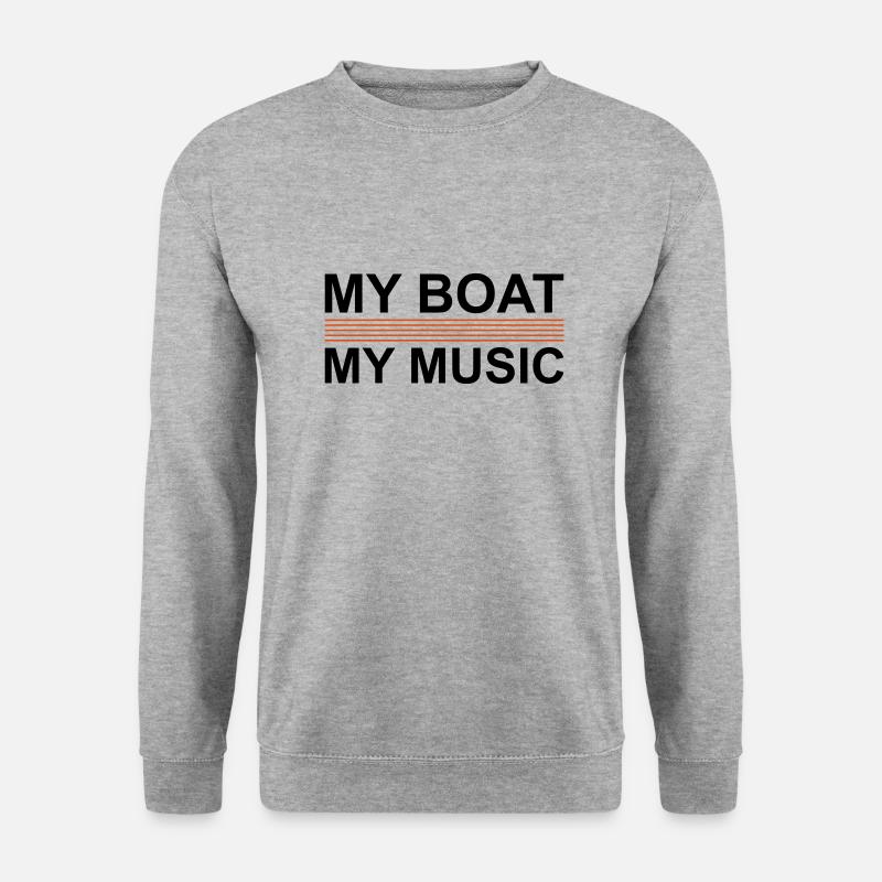 my boat - my music - Unisex Pullover - Weißgrau meliert