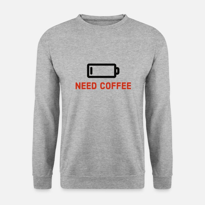 Need Coffee - Unisex Pullover - Weißgrau meliert