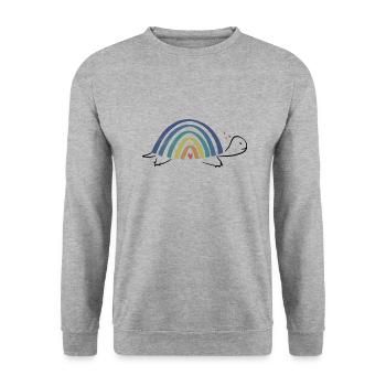 Schildkröte Regenbogen - Unisex Pullover - Weißgrau meliert - Vorne - Alina (178cm) & Michal (187cm)