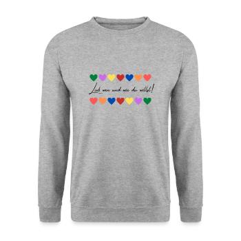 Liebe wen und wie du willst - Unisex Pullover - Weißgrau meliert - Vorne - Alina (178cm) & Michal (187cm)