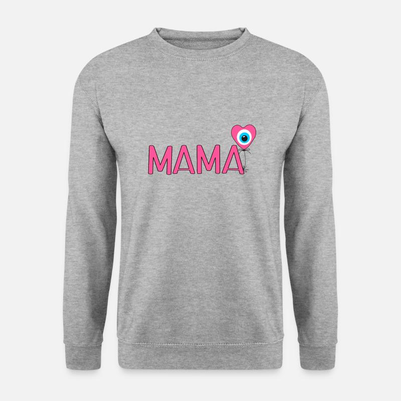 Mama mit Nazar Luftballon - Unisex Pullover - Weißgrau meliert