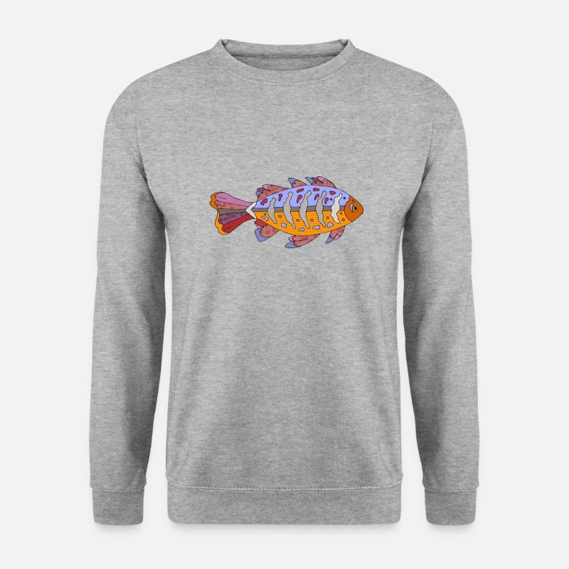 Fisch - Unisex Pullover - Weißgrau meliert
